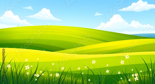 Green field and sky, Nature landscape, Grass field background, Blue sky and meadow, Sunny field, Open green landscape, Rural scene, Pastoral background, Countryside field, Field with clouds, Summer fi