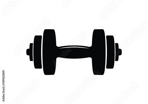 Dumbbells silhouette. This image shows a black dumbbell outline, a weightlifting and fitness tool. Vector clipart illustration design.