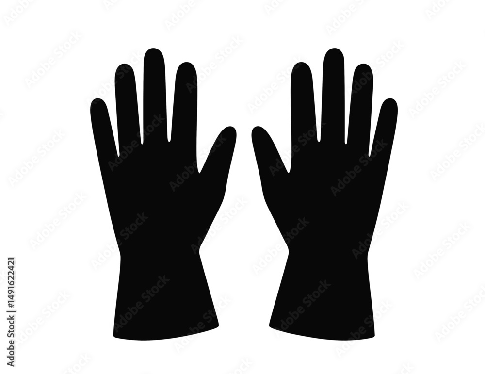 Gloves silhouette. This image shows a black outline of two gloves, handwear for protection or warmth. Vector clipart illustration design. Gloves silhouette. This image shows a black outline of two gloves, handwear for protection or warmth. Vector clipart illustration design.