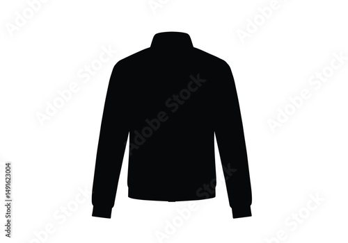 Jacket silhouette. This image shows a black jacket outline, a piece of outerwear clothing. Vector clipart illustration design.
