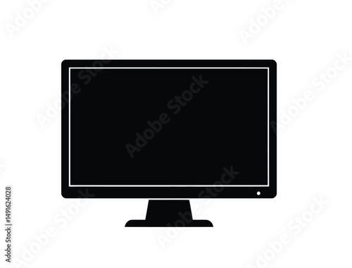Monitor silhouette. This image shows a black computer monitor outline, a display screen device. Vector clipart illustration design.