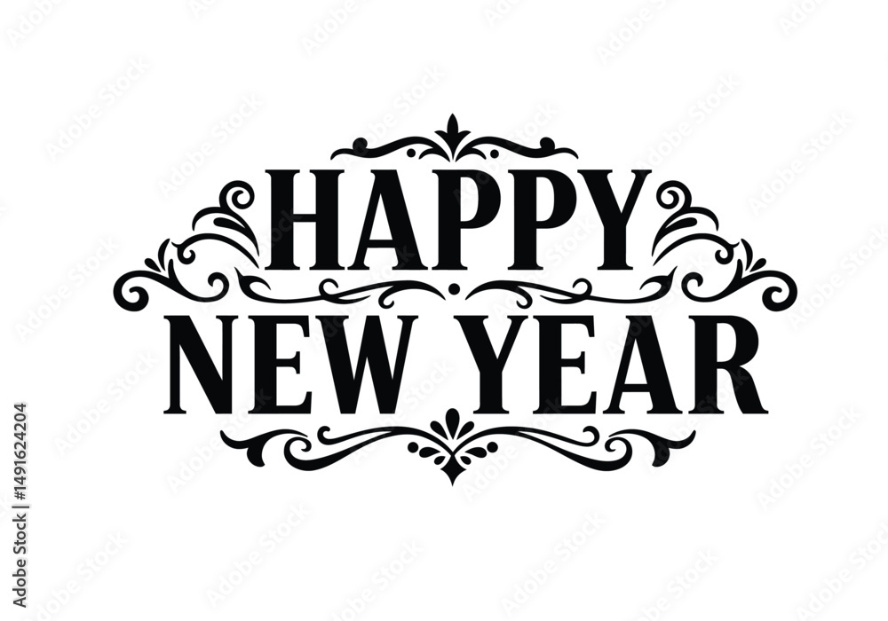 Obraz premium New year silhouette. This image shows black text 