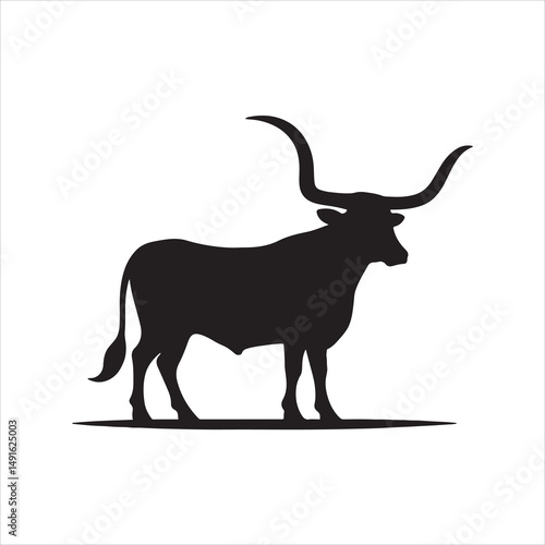Black and White Vector of  Texas Longhorn Cow – Easy Tracing Illustration