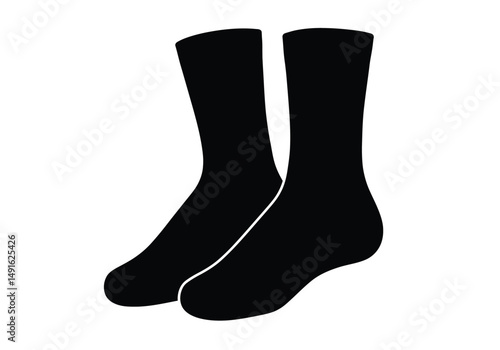 Socks silhouette. This image shows black sock outlines, a pair of foot coverings. Vector clipart illustration design.