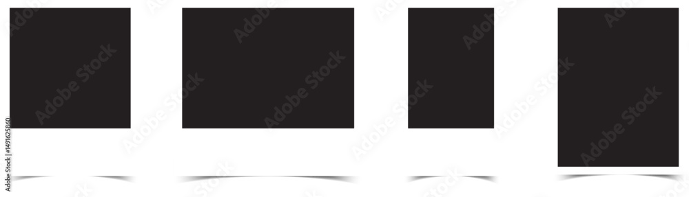 Empty white photo frame polaroid set. Realistic photo card frame mockup Empty white photo frame polaroid set. Realistic photo card frame mockup