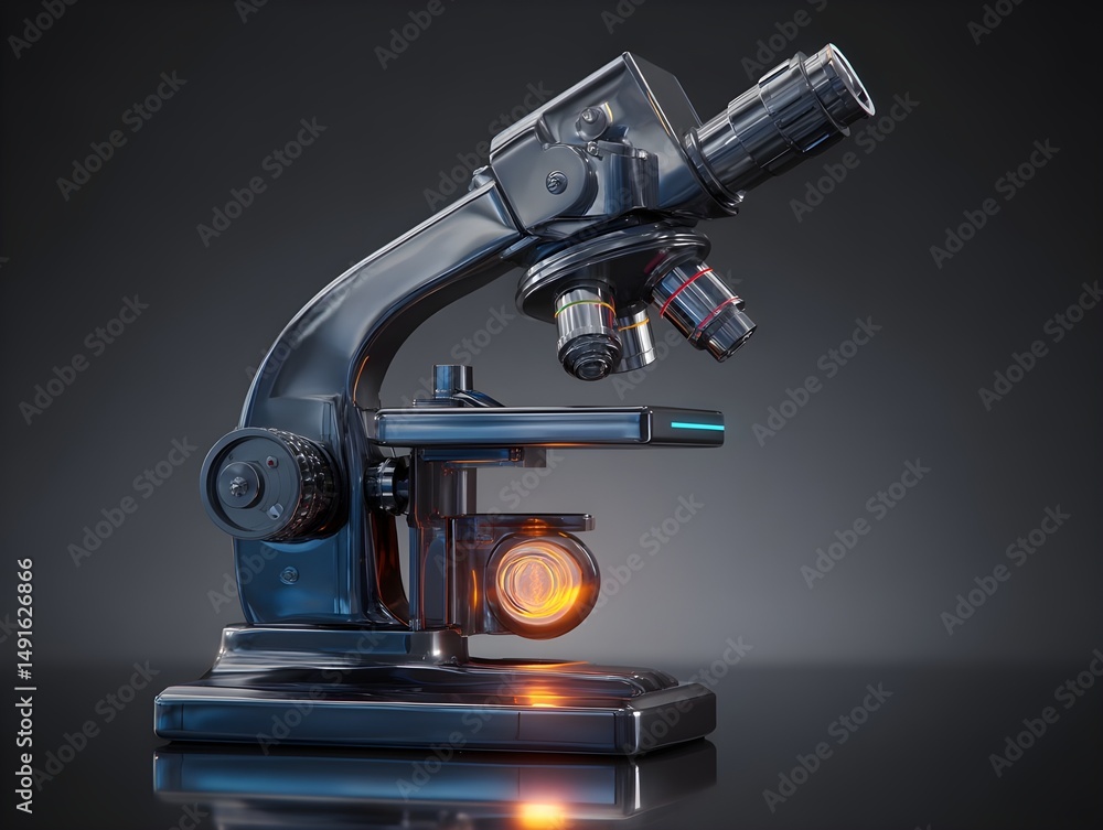 Fototapeta premium Hyperreal microscope focusing in side-profile shot revealing intricate cellular structures with unparalleled clarity and detail