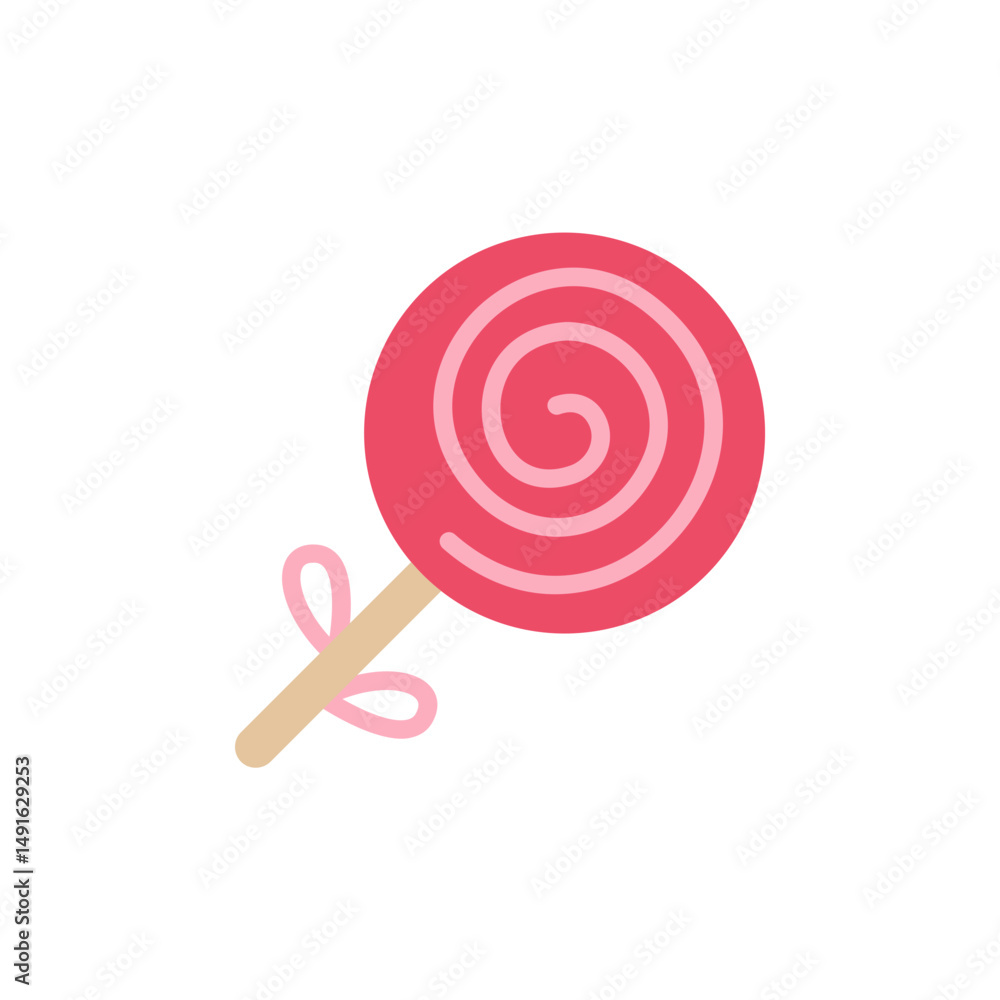 Stylized pink lollipop with spiral design showcasing a sweet confectionery Stylized pink lollipop with spiral design showcasing a sweet confectionery