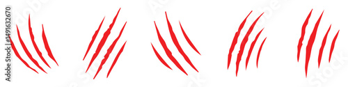 Animal claw scratch marks. Cat tiger paw shape scratches signs. animal claw scratches mark set. scar or scratch icons for wilderness, animal attack, wild animal, warning. Predator claw marks. eps 10