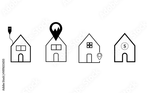 House Icon Set | Real Estate, Property, Home, Building & Smart House Icons, location house, house buildings icons set