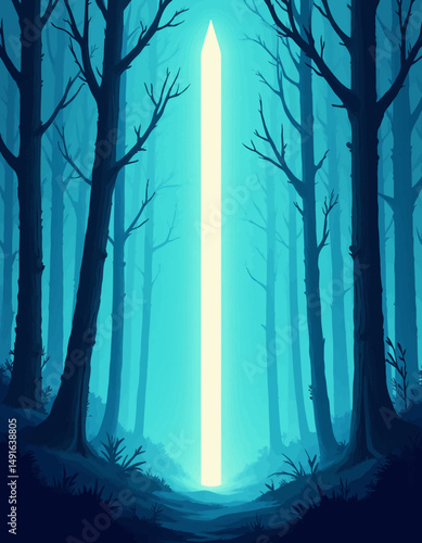 Mystical Forest Pathway with Ethereal Light
