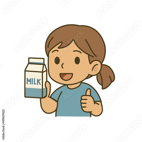 girl drink fresh milk illustration
