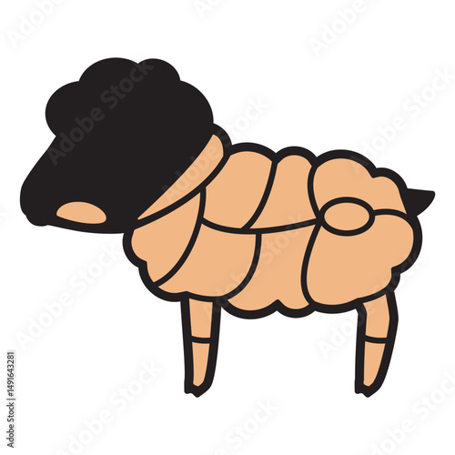 羊肉の部位のイラスト　文字なし