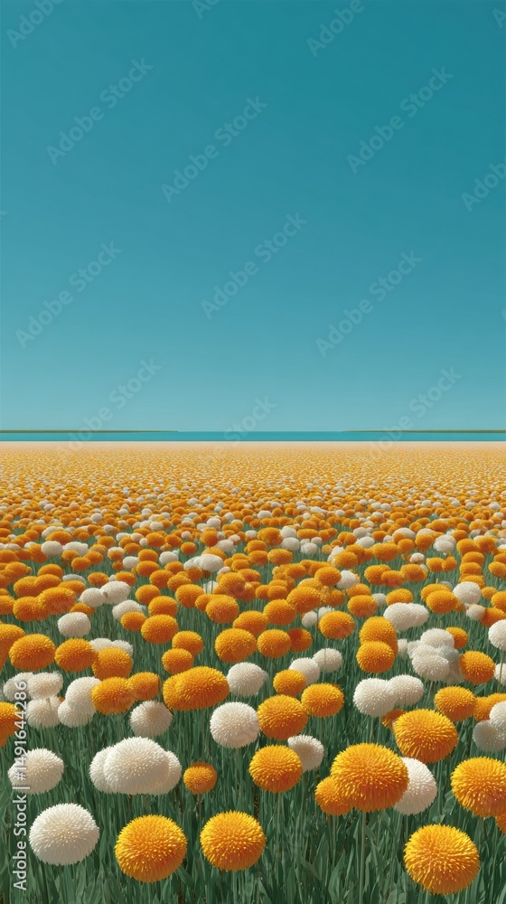 Fototapeta premium Nostalgic California Poppy Fields Minimalist Landscape Capturing Eco-Wellness Trend and Sustainable Nature Exploration for Digital Mindfulness