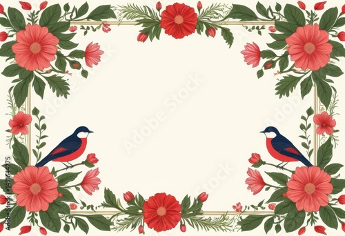 Picture of a bird sitting on a flower branch