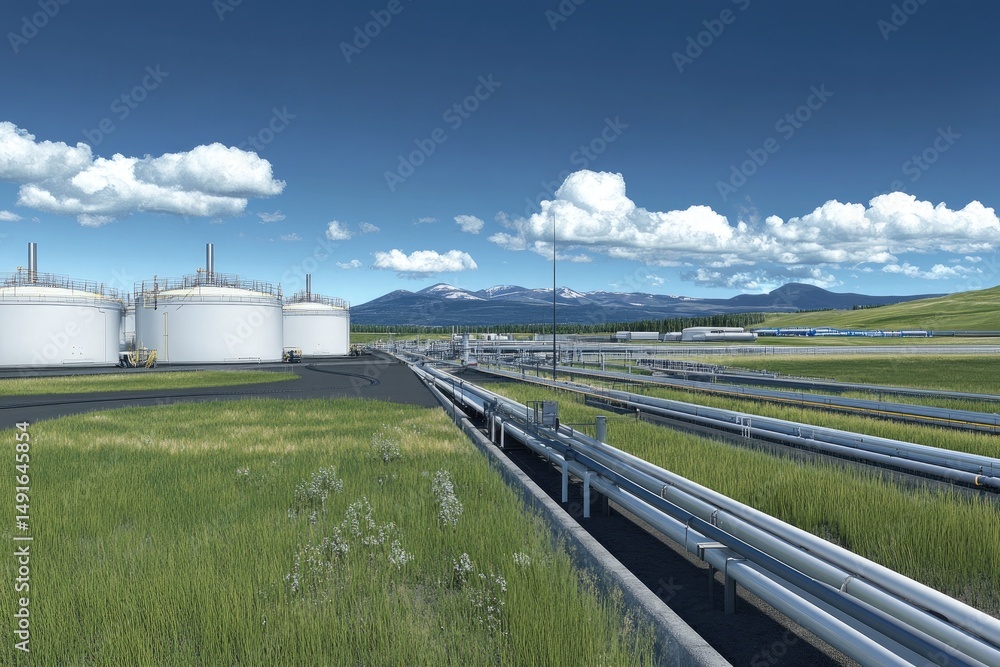 Obraz premium Oil Refinery Landscape View