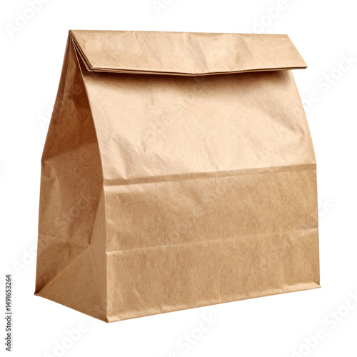 Wallpaper Mural A folded brown paper bag stands upright with a simple, classic design suitable for carrying lunch or groceries Torontodigital.ca