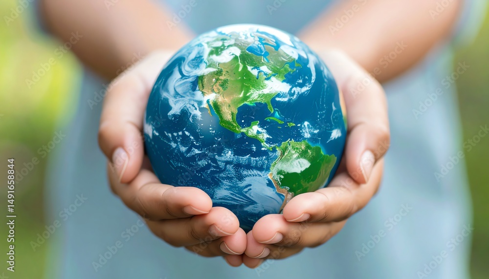 A person holds a miniature Earth, symbolizing care for the planet and environmental awareness A person holds a miniature Earth, symbolizing care for the planet and environmental awareness