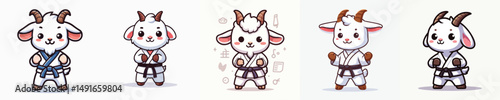 cute goat vector in karate costume