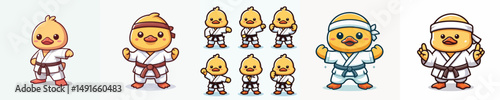 cute duck vector in karate costume