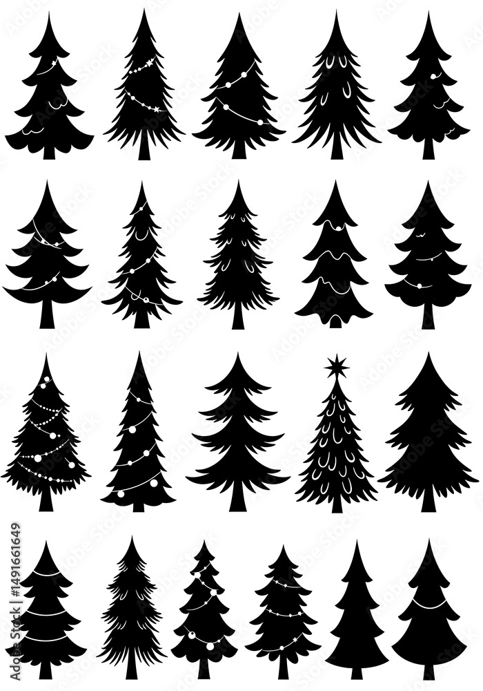 Obraz premium Silhouette Christmas Tree Collection