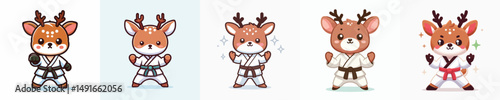 cute deer vector in karate costume