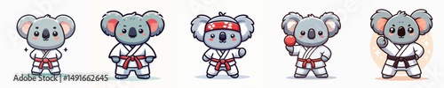 cute koala vector in karate costume