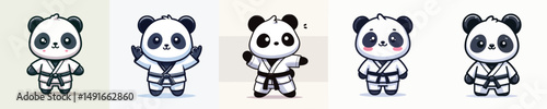cute panda vector in karate costume