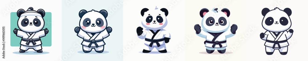 cute panda vector in karate costume cute panda vector in karate costume