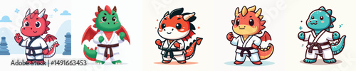 cute dragon vector in karate costume