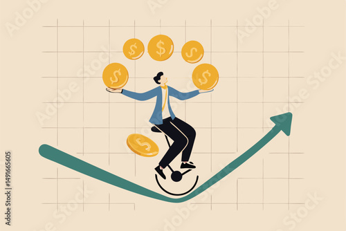 Forex, foreign exchange trading, invest in currency price or country economic speculation concept, businessman expert juggling money currency coins, dollar, euro, pound, japan yen and Korean won.