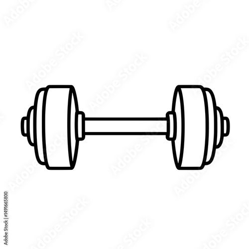 Dumbbell icon in bold outline style symbolizing weightlifting, gym fitness, and physical training equipment