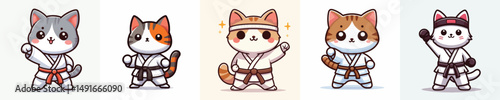 cute cat vector in karate costume