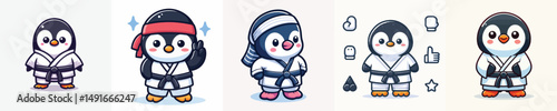 cute penguin vector in karate costume