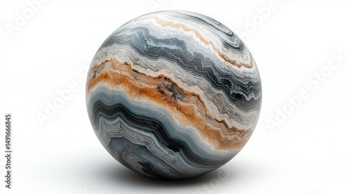 Obraz na płótnie Striking spherical onyx stone with marbled patterns on white background