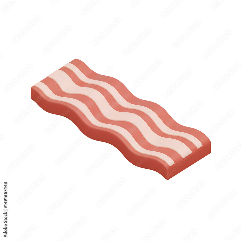 3D Icon Bacon, White Background Isolated 3D Icon Bacon, White Background Isolated