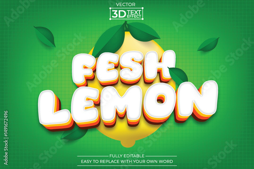 Fresh lemon editable 3D Text effect