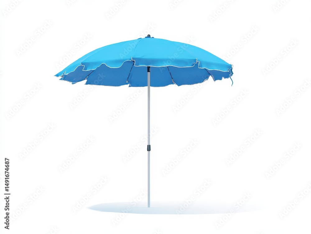 Obraz premium Open beach umbrella isolated on white background