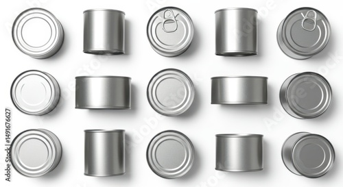 Metal Food Cans Various Angles and Views