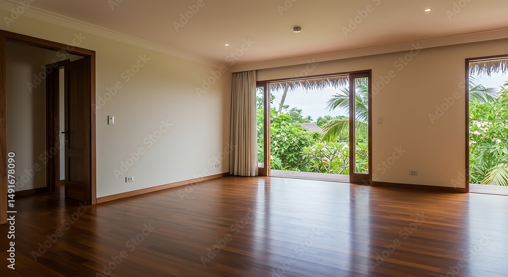 Obraz premium Interior, luxury villa, empty room with window