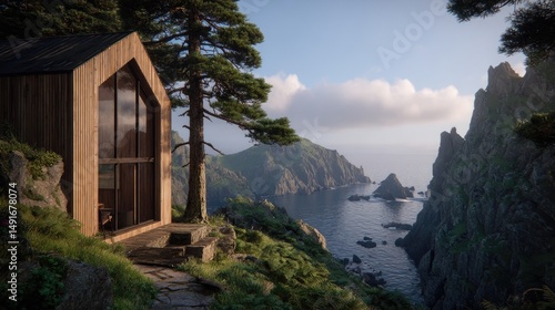 Coastal Cabin Retreat Cliffside Home with Ocean Vista.