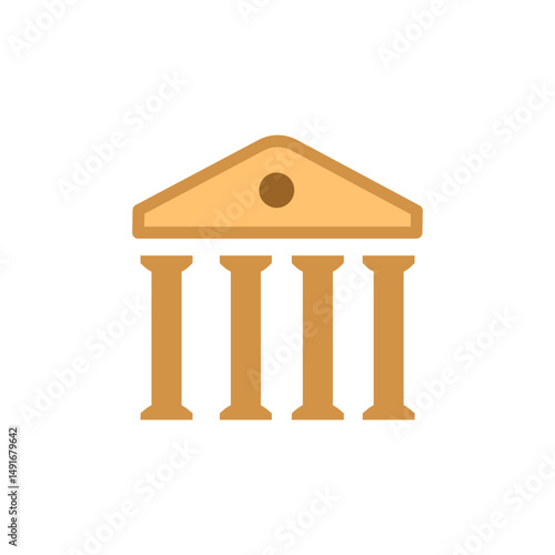 Symbolic illustration of a classical building with columns on transparent background