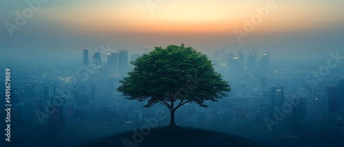 Sunrise city tree nature hope environment