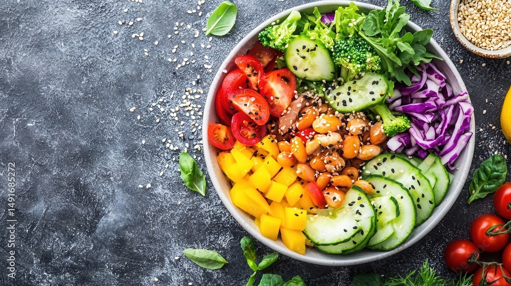 Vibrant Rainbow Veggie Bowl with Beans and Seeds Vibrant Rainbow Veggie Bowl with Beans and Seeds