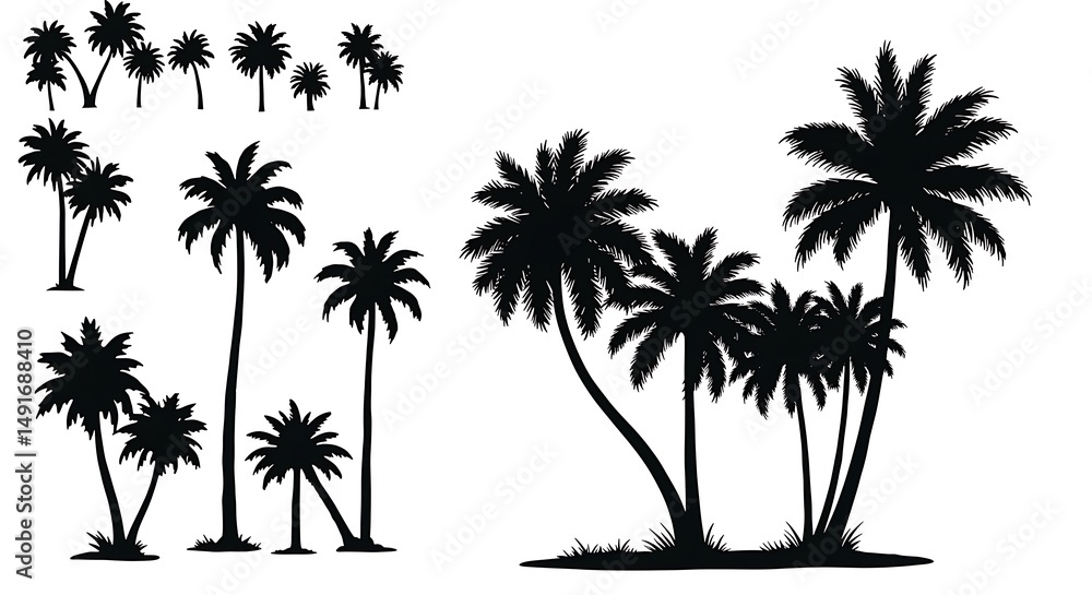 Fototapeta premium Silhouette Palm Grove AI Generated