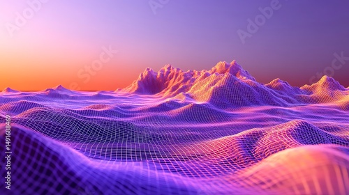 Digital sunrise landscape