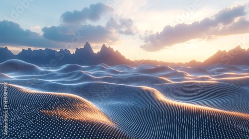 Digital sunrise mountain landscape