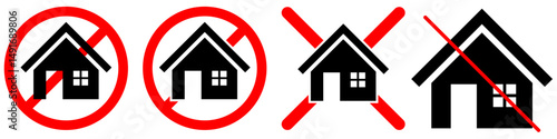 No home housing icon vector for restricted access, eviction notice, or denied housing concept. Ideal for real estate alerts, property lockout, and home ban warning visual design.