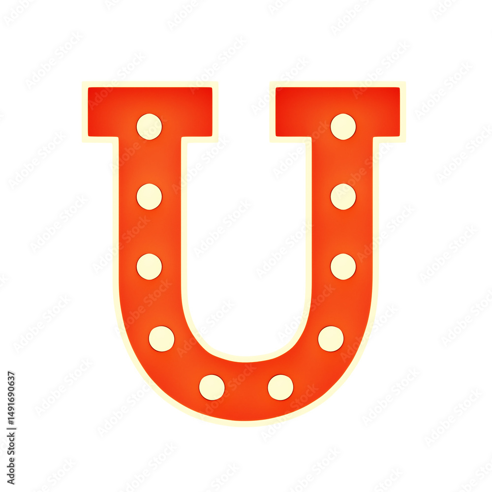U Letter 3D Shape Marquee Lights Text U Letter 3D Shape Marquee Lights Text