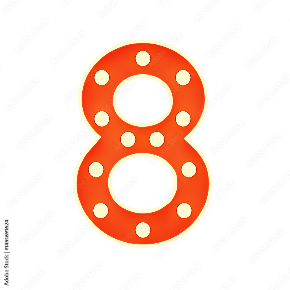 Fototapeta premium 3D Number 8 Shape Marquee Lights Text