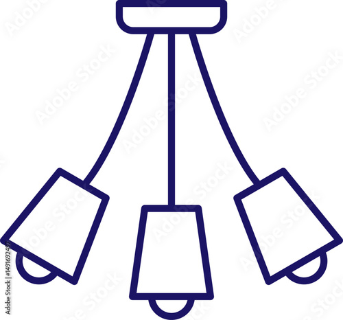 Ceiling Lamp with Fan Thin Line Icon for Web Sites, Books, Cards, Apps